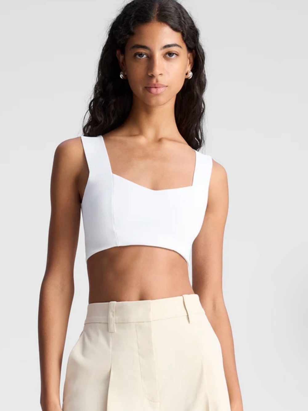 A.L.C. Jordana Sweetheart Bustier Crop Top White Compact Knit NWT S